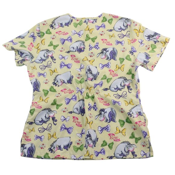 Disney Women Small Winnie The Pooh Eeyore Oh Bow Is Me Medical Uniform Scrub Top - Picture 2 of 10